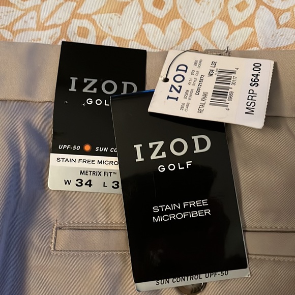 IZOD men’s golf pants. 34x32. New with tag. Beige - Picture 2 of 7